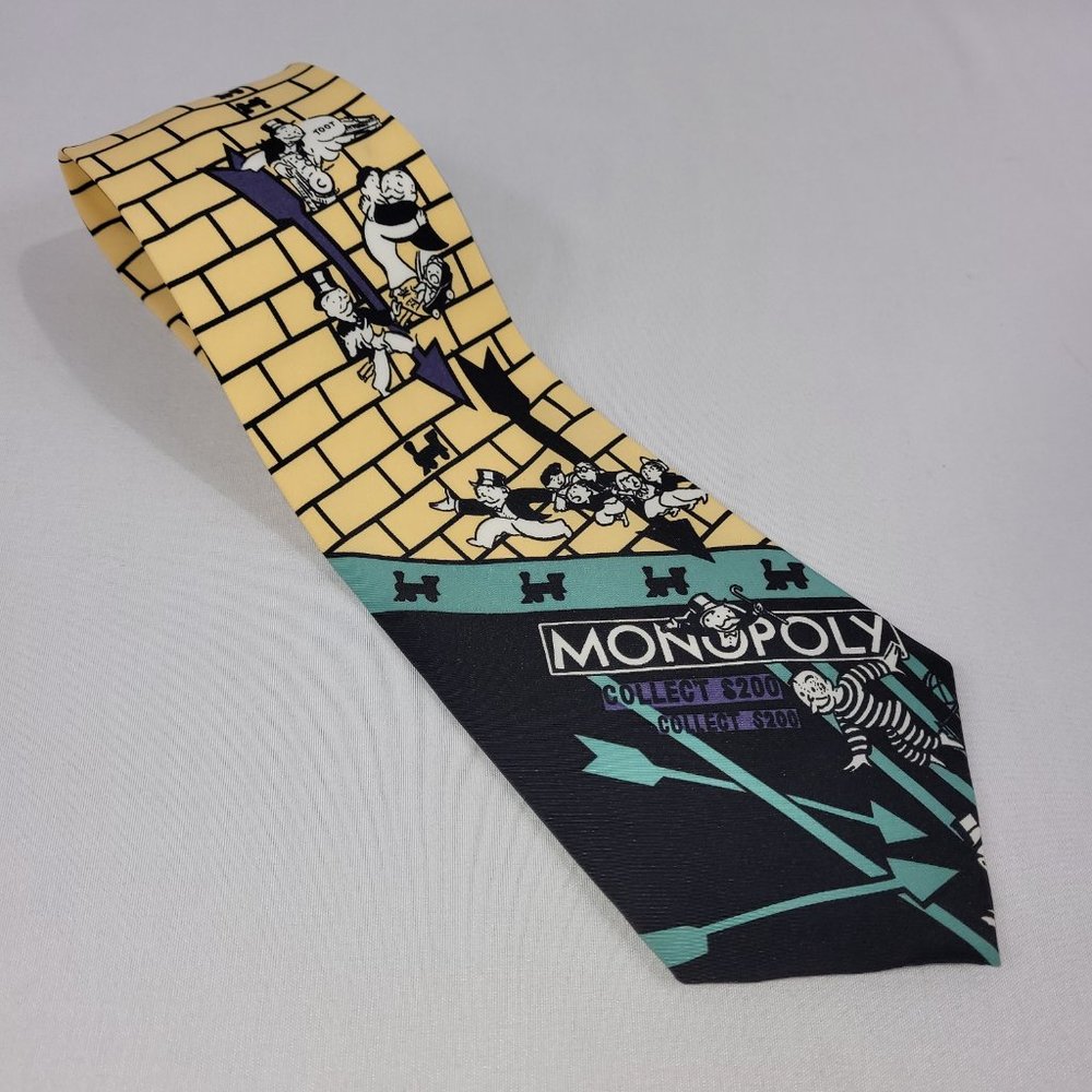 Monopoly Vintage Neck Tie Pass Go Collect $200
